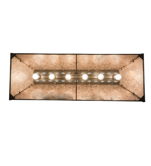 Meyda Lighting Tri-Panel 48" 6-Light Oil Rubbed Bronze Island Pendant Light With Silver Mica Shade Glass