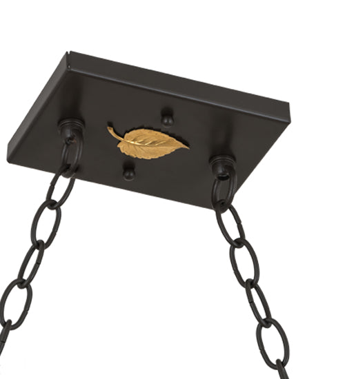 Meyda Lighting Tri-Panel 48" 6-Light Oil Rubbed Bronze Island Pendant Light With Silver Mica Shade Glass