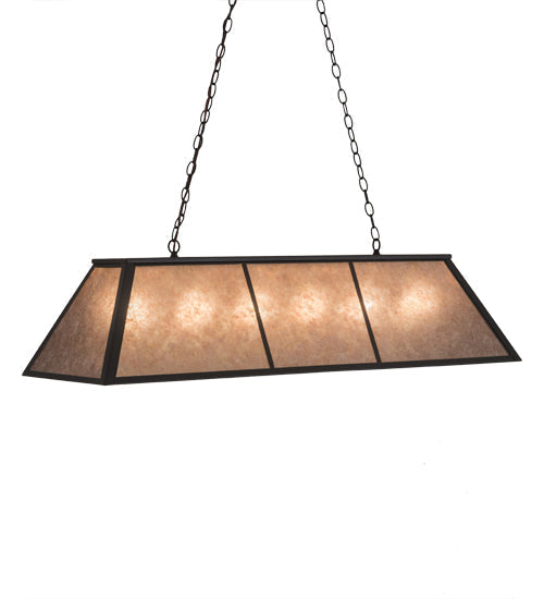 Meyda Lighting Tri-Panel 48" 6-Light Oil Rubbed Bronze Island Pendant Light With Silver Mica Shade Glass