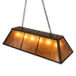 Meyda Lighting Tri-Panel 48" 6-Light Textured Black Island Pendant Light With Amber Mica Shade Glass