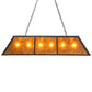Meyda Lighting Tri-Panel 48" 6-Light Textured Black Island Pendant Light With Amber Mica Shade Glass