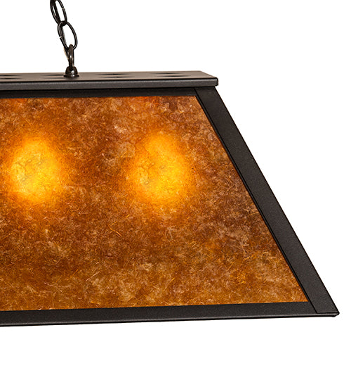 Meyda Lighting Tri-Panel 48" 6-Light Textured Black Island Pendant Light With Amber Mica Shade Glass