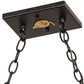 Meyda Lighting Tri-Panel 48" 6-Light Textured Black Island Pendant Light With Amber Mica Shade Glass