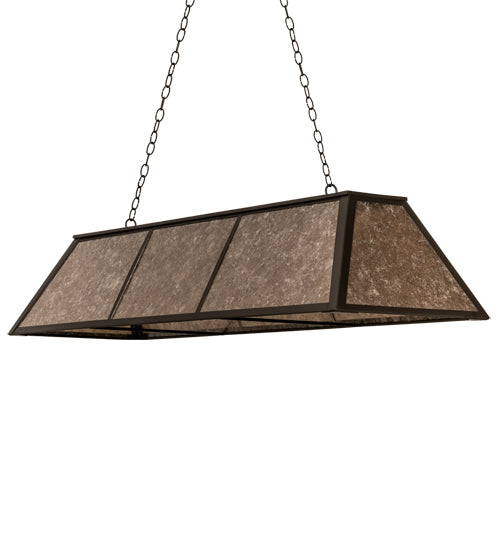Meyda Lighting Tri-Panel 60" 9-Light Oil Rubbed Bronze Island Pendant Light With Silver Mica Shade Glass