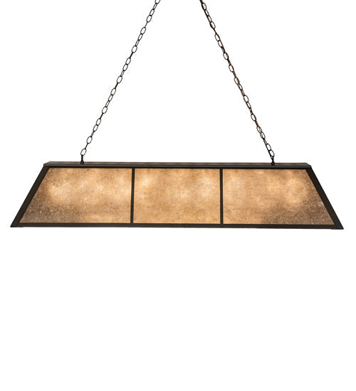 Meyda Lighting Tri-Panel 60" 9-Light Oil Rubbed Bronze Island Pendant Light With Silver Mica Shade Glass
