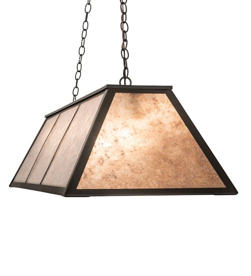 Meyda Lighting Tri-Panel 60" 9-Light Oil Rubbed Bronze Island Pendant Light With Silver Mica Shade Glass