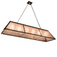 Meyda Lighting Tri-Panel 70" 6-Light Oil Rubbed Bronze Island Pendant Light With Silver Mica Shade Glass