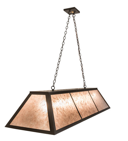 Meyda Lighting Tri-Panel 70" 6-Light Oil Rubbed Bronze Island Pendant Light With Silver Mica Shade Glass