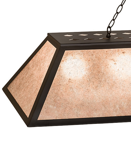 Meyda Lighting Tri-Panel 70" 6-Light Oil Rubbed Bronze Island Pendant Light With Silver Mica Shade Glass