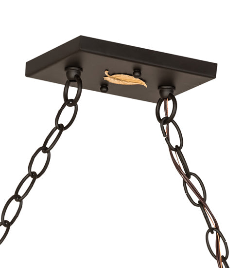 Meyda Lighting Tri-Panel 70" 6-Light Oil Rubbed Bronze Island Pendant Light With Silver Mica Shade Glass