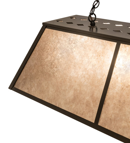 Meyda Lighting Tri-Panel 70" 6-Light Timeless Bronze Island Pendant Light With Silver Mica Shade Glass