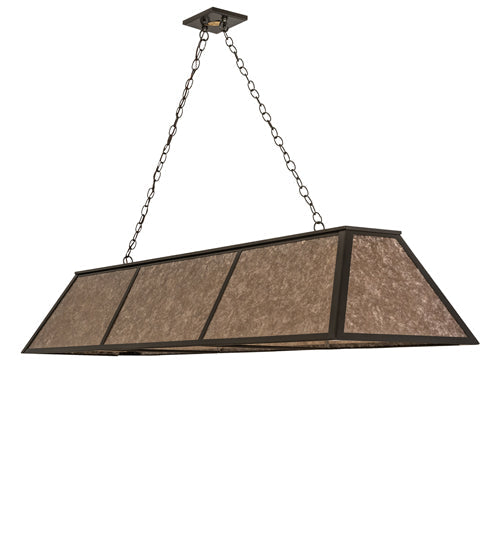 Meyda Lighting Tri-Panel 70" 6-Light Timeless Bronze Island Pendant Light With Silver Mica Shade Glass