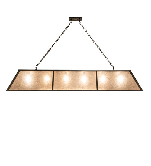 Meyda Lighting Tri-Panel 70" 6-Light Timeless Bronze Island Pendant Light With Silver Mica Shade Glass