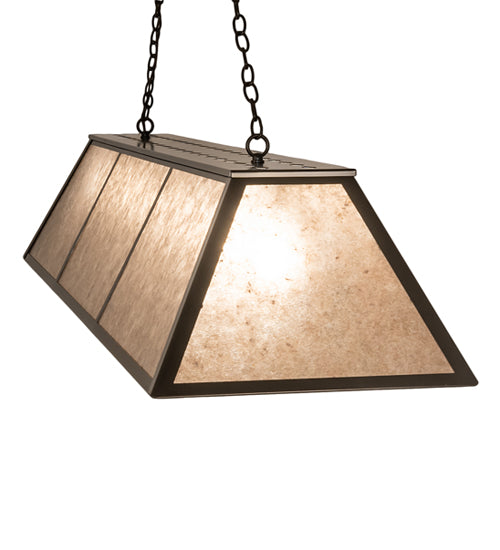 Meyda Lighting Tri-Panel 70" 6-Light Timeless Bronze Island Pendant Light With Silver Mica Shade Glass