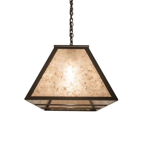 Meyda Lighting Tri-Panel 70" 6-Light Timeless Bronze Island Pendant Light With Silver Mica Shade Glass