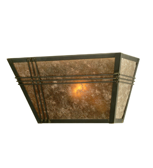 Meyda Lighting Triangulator 13" Craftsman Brown Wall Sconce With Silver Mica Shade Glass