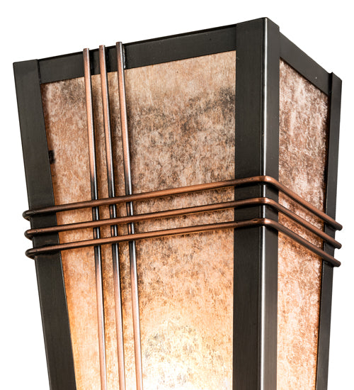 Meyda Lighting Triangulator 5" Craftsman Brown Wall Sconce With Silver Mica Shade Glass