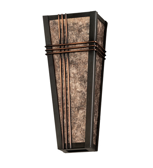 Meyda Lighting Triangulator 5" Craftsman Brown Wall Sconce With Silver Mica Shade Glass