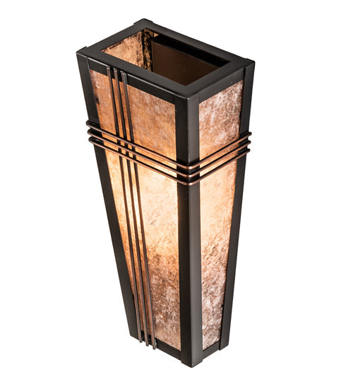 Meyda Lighting Triangulator 5" Craftsman Brown Wall Sconce With Silver Mica Shade Glass