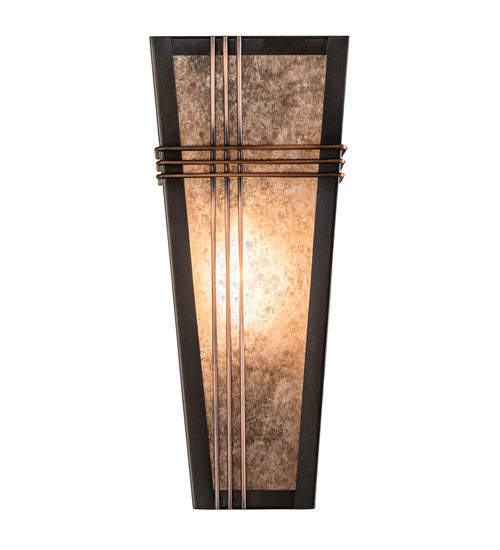 Meyda Lighting Triangulator 5" Craftsman Brown Wall Sconce With Silver Mica Shade Glass