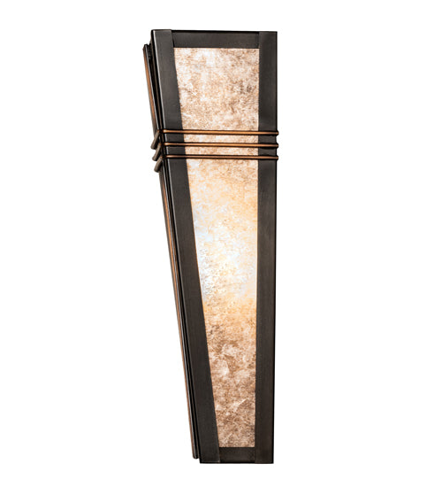 Meyda Lighting Triangulator 5" Craftsman Brown Wall Sconce With Silver Mica Shade Glass