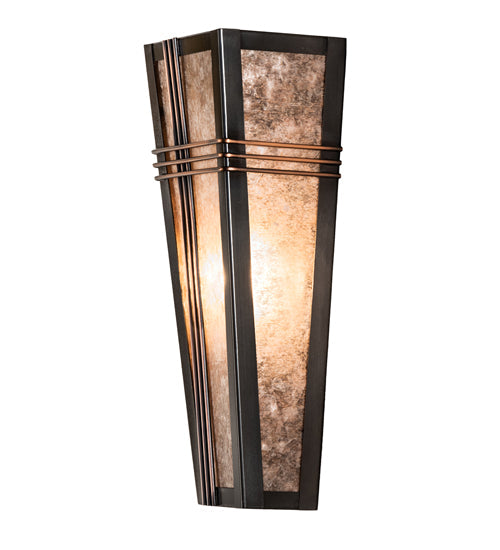 Meyda Lighting Triangulator 5" Craftsman Brown Wall Sconce With Silver Mica Shade Glass