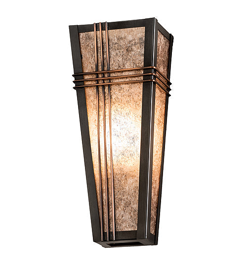 Meyda Lighting Triangulator 5" Craftsman Brown Wall Sconce With Silver Mica Shade Glass