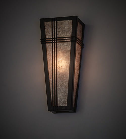 Meyda Lighting Triangulator 5" Oil Rubbed Bronze Wall Sconce With Silver Mica Shade Glass