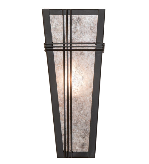 Meyda Lighting Triangulator 5" Oil Rubbed Bronze Wall Sconce With Silver Mica Shade Glass