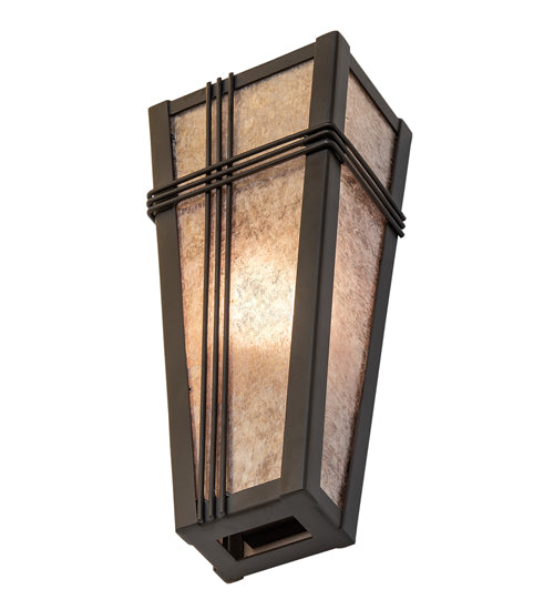 Meyda Lighting Triangulator 5" Oil Rubbed Bronze Wall Sconce With Silver Mica Shade Glass