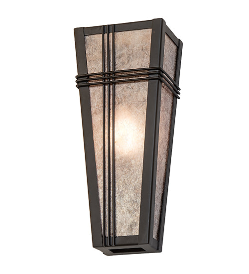 Meyda Lighting Triangulator 5" Oil Rubbed Bronze Wall Sconce With Silver Mica Shade Glass