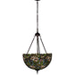 Meyda Lighting Trillium & Violet 20" 3-Light Mahogany Bronze Inverted Pendant Light With Multi-Colored Shade Glass