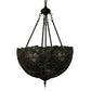 Meyda Lighting Trillium & Violet 20" 3-Light Mahogany Bronze Inverted Pendant Light With Multi-Colored Shade Glass