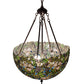 Meyda Lighting Trillium & Violet 20" 3-Light Mahogany Bronze Inverted Pendant Light With Multi-Colored Shade Glass