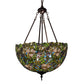 Meyda Lighting Trillium & Violet 20" 3-Light Mahogany Bronze Inverted Pendant Light With Multi-Colored Shade Glass