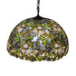 Meyda Lighting Trillium & Violet 20" 3-Light Mahogany Bronze Pendant Light With Multi-Colored Shade Glass