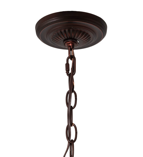 Meyda Lighting Trillium & Violet 20" 3-Light Mahogany Bronze Pendant Light With Multi-Colored Shade Glass