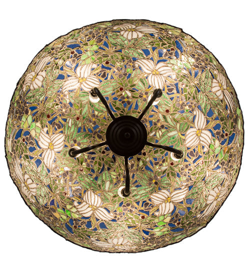 Meyda Lighting Trillium & Violet 20" 4-Light Mahogany Bronze Pendant Light With Multi-Colored Shade Glass
