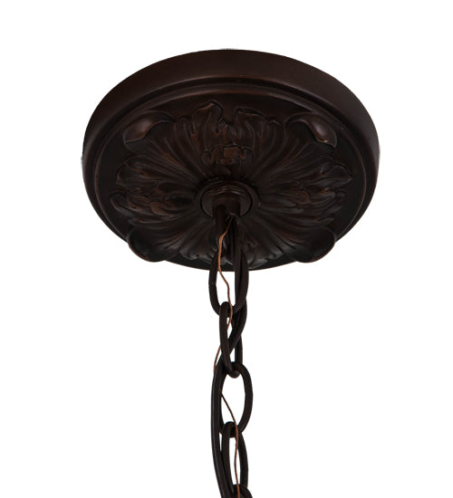 Meyda Lighting Trillium & Violet 20" 4-Light Mahogany Bronze Pendant Light With Multi-Colored Shade Glass