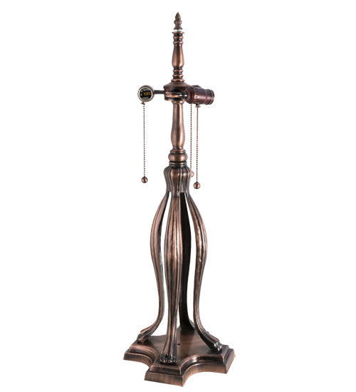 Meyda Lighting Trillium & Violet 30" 3-Light Mahogany Bronze Table Lamp With Multi-Colored Shade Glass