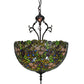 Meyda Lighting Trillium & Violet 52187 20" 3-Light Mahogany Bronze Inverted Pendant Light With Multi-Colored Shade Glass