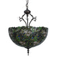 Meyda Lighting Trillium & Violet 52187 20" 3-Light Mahogany Bronze Inverted Pendant Light With Multi-Colored Shade Glass