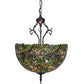 Meyda Lighting Trillium & Violet 52187 20" 3-Light Mahogany Bronze Inverted Pendant Light With Multi-Colored Shade Glass