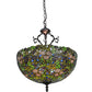 Meyda Lighting Trillium & Violet 52187 20" 3-Light Mahogany Bronze Inverted Pendant Light With Multi-Colored Shade Glass