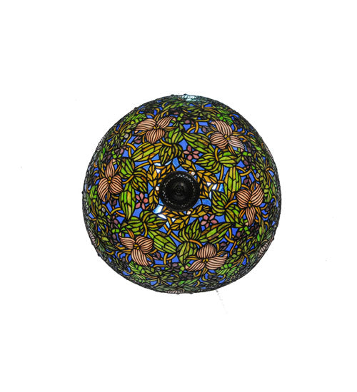 Meyda Lighting Trillium & Violet 52187 20" 3-Light Mahogany Bronze Inverted Pendant Light With Multi-Colored Shade Glass