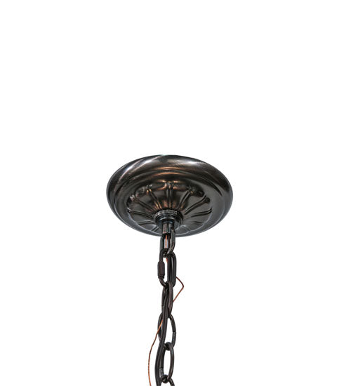 Meyda Lighting Trillium & Violet 52187 20" 3-Light Mahogany Bronze Inverted Pendant Light With Multi-Colored Shade Glass