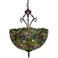 Meyda Lighting Trillium & Violet 52187 20" 3-Light Mahogany Bronze Inverted Pendant Light With Multi-Colored Shade Glass