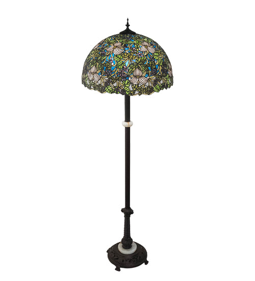 Meyda Lighting Trillium & Violet 60" 3-Light Mahogany Bronze Floor Lamp With Multi-Colored Shade Glass