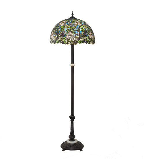 Meyda Lighting Trillium & Violet 60" 3-Light Mahogany Bronze Floor Lamp With Multi-Colored Shade Glass