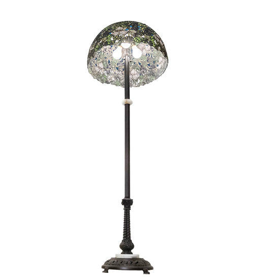 Meyda Lighting Trillium & Violet 60" 3-Light Mahogany Bronze Floor Lamp With Multi-Colored Shade Glass